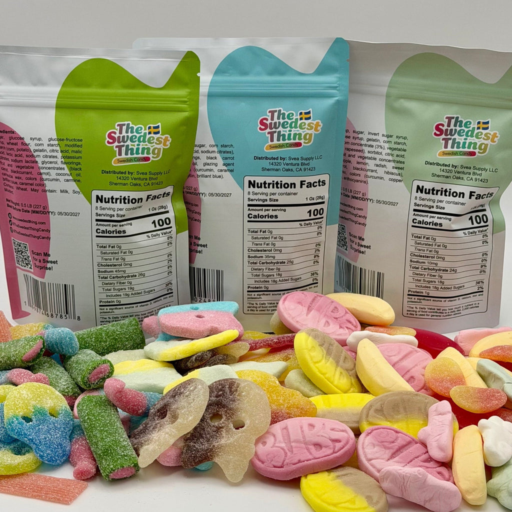 Swedish Candy Bundle with bubs, sweet, and sour candy mixes. 