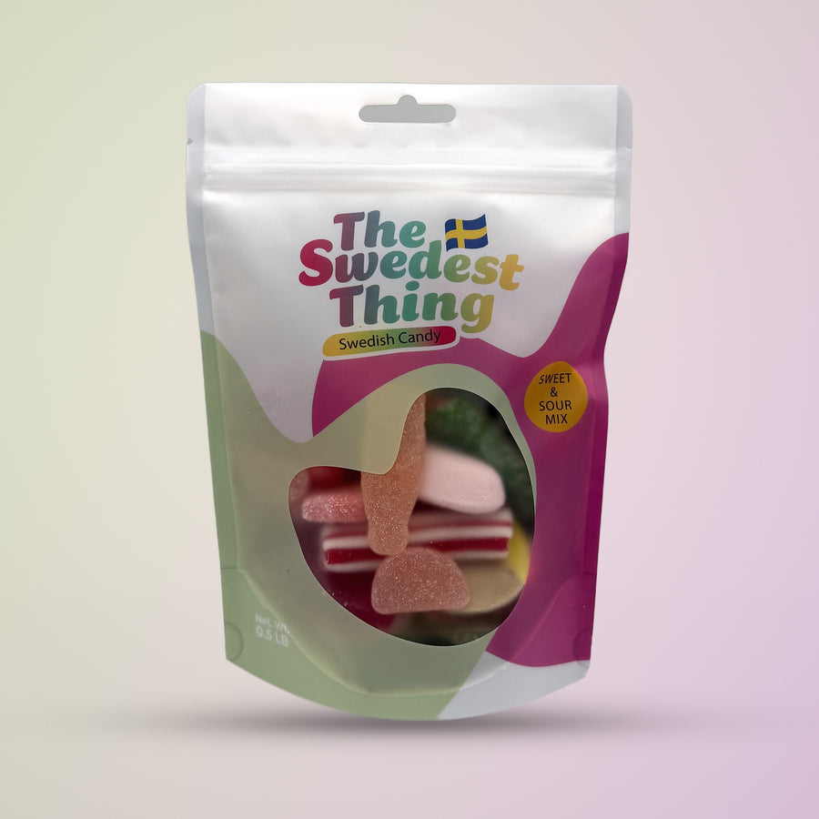 The Swedest Thing Sweet and Sour Mix Swedish candy, 1/2 lb bag, front